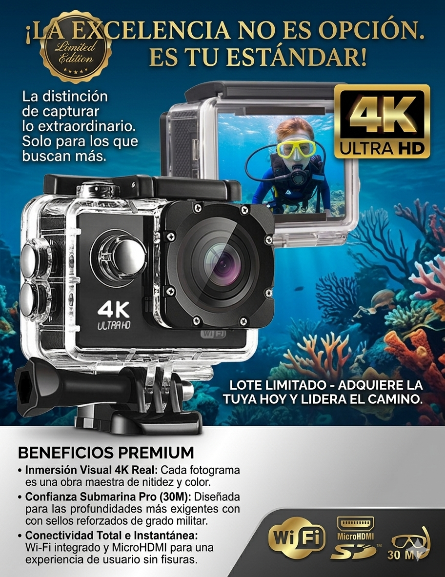 Cámara Deportiva 4K Ultra HD